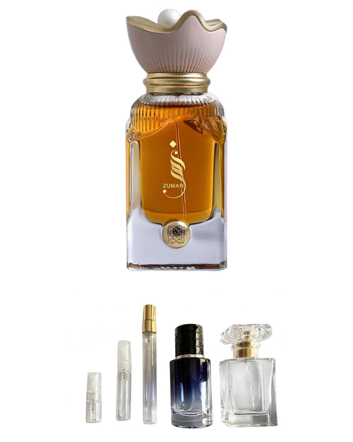 Ahmed Al Maghribi-Zumar (Sample Sizes) with sample bottles