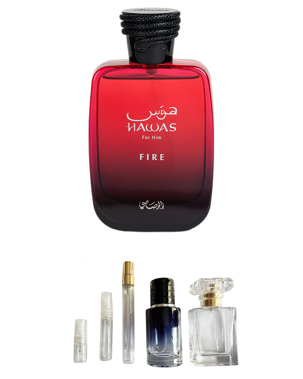 Rasasi-Hawas Fire (Sample Sizes) with sample bottles