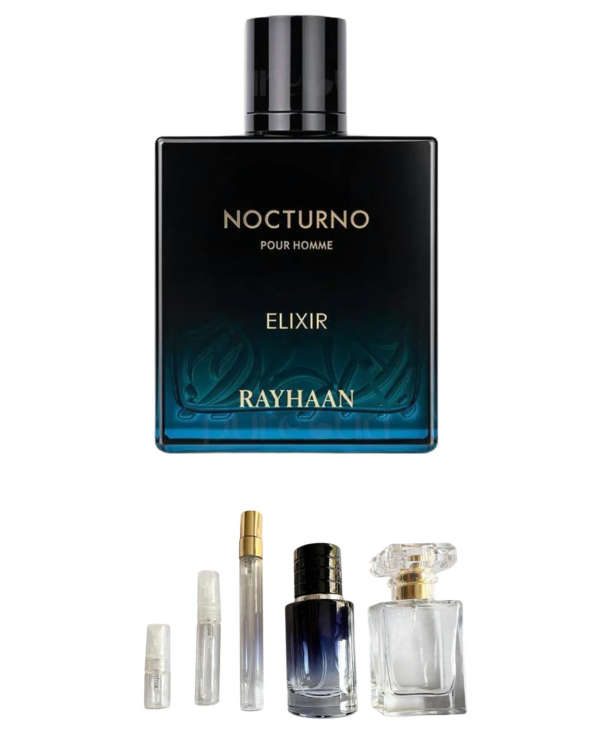 Rayhaan-Nocturno Elixir (Sample Sizes) with sample bottles